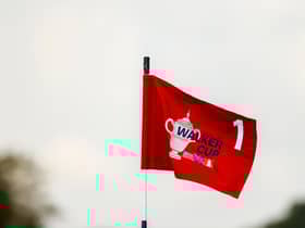 The flag on the first hole flutters in the breeze during a practice round at the 2021 Walker Cup at Seminole Golf Club in Juno Beach, Florida. Picture: Chris Keane/USGA.