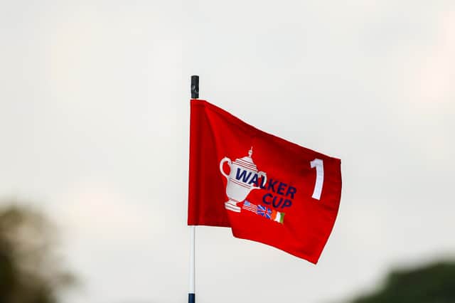 The flag on the first hole flutters in the breeze during a practice round at the 2021 Walker Cup at Seminole Golf Club in Juno Beach, Florida. Picture: Chris Keane/USGA.