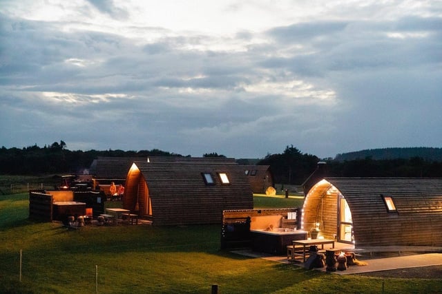 Located on a small beef and sheep farm near Wigtown, the Wigwam Holiday Park has six luxury four berth en-suite cabins, three of which have electric hot tubs, surrounded by fields. One of the cabins is accessible and wheelchair friendly.