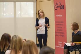 Eilidh Doyle at the Eric Liddell 100 resource launch at Castlebrae Community High School. Image: Mike Wilkinson