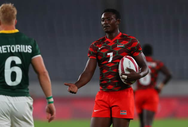 Collins Injera, captain of Kenya, during the Rugby Sevens match between South Africa and Kenya.