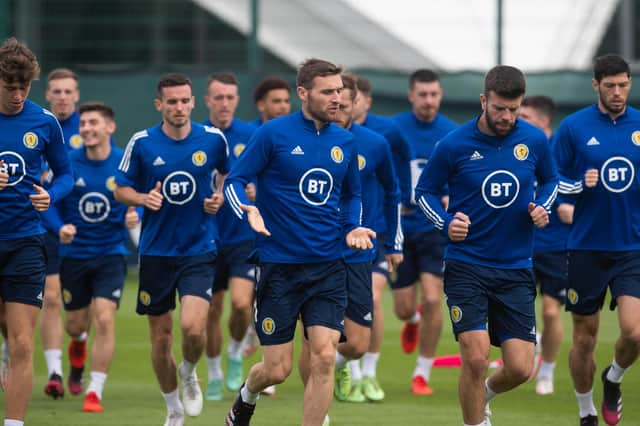 The Scotland squad train in Edinburgh ahead of flying out to Vienna for the World Cup qualifier against Austria. (Photo by Craig Foy / SNS Group)