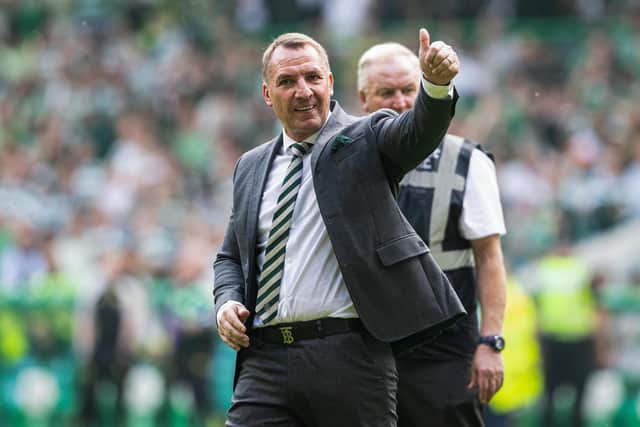 It's all thumbs-up for Brendan Rodgers as Celtic overcame Rangers.