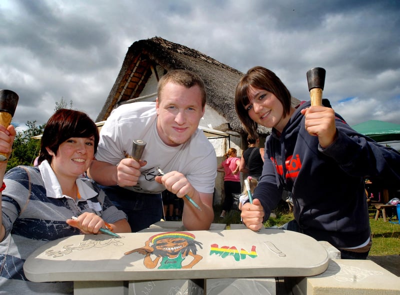 Working on a stone skateboard at Bede's World during Youth Day in 2009. Remember this?
