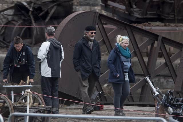 Director Sam Mendes at the docks during the filming of 1917 in 2019. Picture: John Devlin