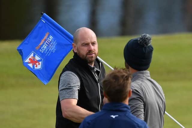 Craig Lee shakes hands with his playing partners at the end of the second round of the Farmfoods Scottish Challenge supported by The R&A at Newmachar. Picture: Mark Runnacles/Getty Images.
