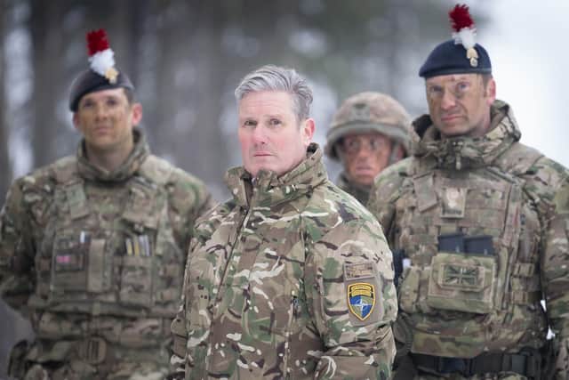 Labour leader Sir Keir Starmer visits the Tapa NATO forward operating base in Estonia close to the Russian border where he and shadow defence secretary John Healey saw exercises and met soldiers (Picture: Stefan Rousseau/PA Wire)
