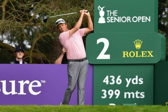 Stephen Ames in action in the first round of The Senior Open Presented by Rolex on the King's Course at Gleneagles. Picture: Mark Runnacles/Getty Images.
