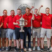 Lothians celebrate winning the Scottish Area Team Championship for a 15th time at Paisley. Picture: Scottish Golf