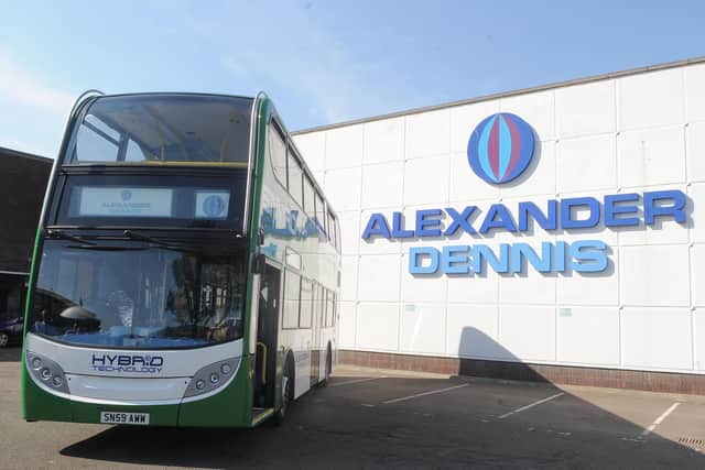 Alexander Dennis bus manufacturers in Falkirk.