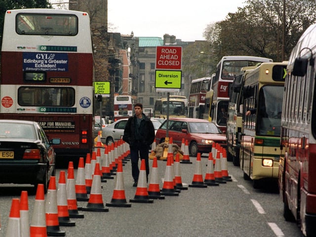 Heavy traffic and diversions were not a new thing in Edinburgh in 1996.