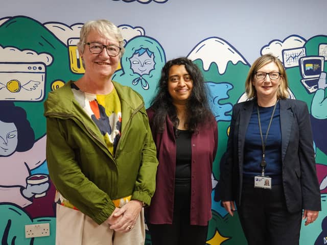 Susan Stewart (The Open University), Yasmin Sulaiman (CodeBase) and Jane Grant (The Open University).