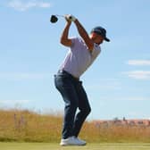 Xander Schauffele tees off on the second hole during the third round of the Genesis Scottish Open at The Renaissance Club in East Lothian. Picture: Kevin C. Cox/Getty Images.