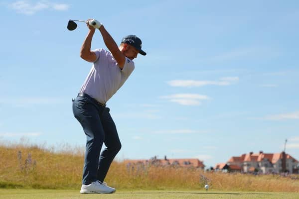 Xander Schauffele tees off on the second hole during the third round of the Genesis Scottish Open at The Renaissance Club in East Lothian. Picture: Kevin C. Cox/Getty Images.