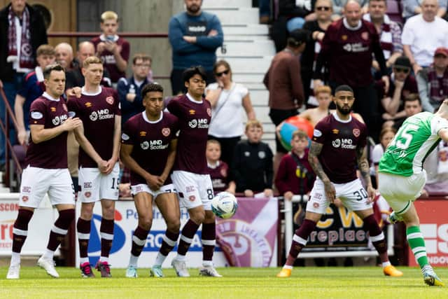 Kevin Nisbet levelled for Hibs with this free-kick.