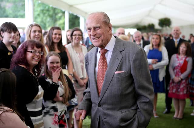 The Duke of Edinburgh attending the Presentation Reception for The Duke of Edinburgh Gold Award holders in the gardens at the Palace of Holyroodhouse in Edinburgh. The Duke of Edinburgh's Award is likely to be judged Prince Philip's greatest legacy. Issue date: Friday April 4, 2021 picture: PA/Jane Barlow