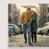 Bob Dylan's album, The Freewheelin', which is being re-released as a blue vinyl record to raise money for Unicef UK's children's emergency fund