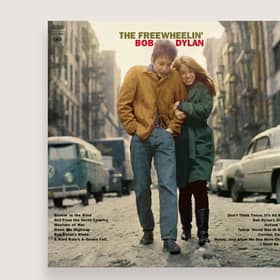 Bob Dylan's album, The Freewheelin', which is being re-released as a blue vinyl record to raise money for Unicef UK's children's emergency fund