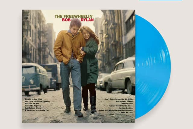 Bob Dylan's album, The Freewheelin', which is being re-released as a blue vinyl record to raise money for Unicef UK's children's emergency fund