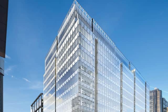 The towering office scheme at 177 Bothwell Street in Glasgow is currently being developed by HFD Property Group and is due for completion in the fourth quarter of 2021.
