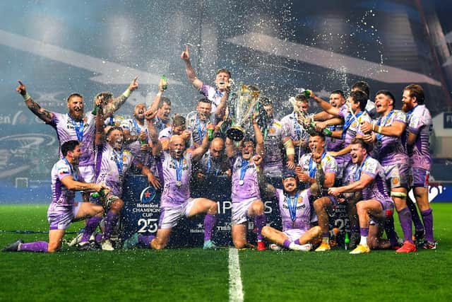 Exeter Chiefs celebrate their victory over Racing 92 in the Heineken Champions Cup final. Picture: Dan Mullan/Getty Images