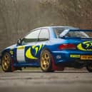 The Subaru rally car with the 'P2 WRC' plate used by Colin McRae will go under the hammer later this month. Picture: Silverstone Auctions