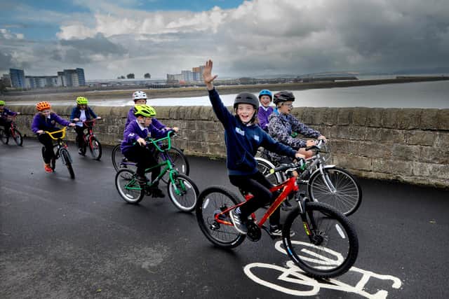 Cycling to school dipped slightly last year but walking increased. Picture: Colin Hattersley/Sustrans Scotland