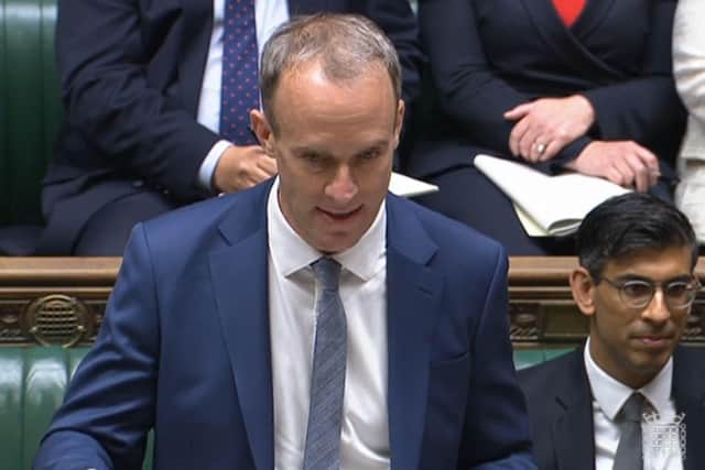 There were times when Dominic Raab gave the impression he was about to challenge the entire opposition front bench to a square go (Picture: House of Commons/PA)