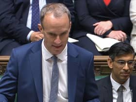 There were times when Dominic Raab gave the impression he was about to challenge the entire opposition front bench to a square go (Picture: House of Commons/PA)