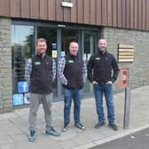 Martin Quinn,  Jonathon Fountain and Kris Easter, outside the site of the store on the southern outskirts of Edinburgh next to the City Bypass.