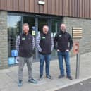 Martin Quinn,  Jonathon Fountain and Kris Easter, outside the site of the store on the southern outskirts of Edinburgh next to the City Bypass.