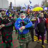 Independence supporters gather in Glasgow on Saturday in light of Supreme Court decision on a second referendum. PIC: Lisa Ferguson.