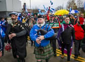 Independence supporters gather in Glasgow on Saturday in light of Supreme Court decision on a second referendum. PIC: Lisa Ferguson.