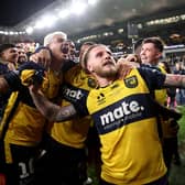 Jason Cummings of the Mariners celebrates winning the 2023 A-League Men's Grand Final match