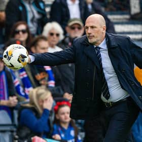 Rangers manager Philippe Clement catches the ball during the 6-0 win over Ross County at Hampden. (Photo by Craig Williamson / SNS Group)