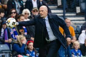 Rangers manager Philippe Clement catches the ball during the 6-0 win over Ross County at Hampden. (Photo by Craig Williamson / SNS Group)
