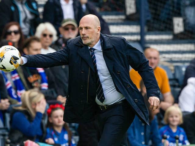 Rangers manager Philippe Clement catches the ball during the 6-0 win over Ross County at Hampden. (Photo by Craig Williamson / SNS Group)