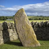 One of four stones with Pictish carvings in the village of Aberlemno, near Forfar