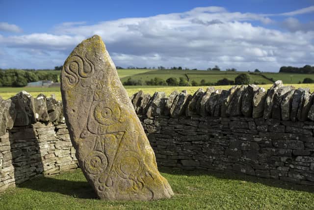 One of four stones with Pictish carvings in the village of Aberlemno, near Forfar