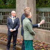 The Princess Royal viewing the new bronze figurehead. Picture: Malcolm Ross
