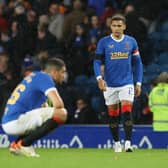 Rangers' players are left frustrated at full time during a Cinch Premiership match between Rangers and Aberdeen at Ibrox stadium, on October 26, 2021, in Glasgow, Scotland. (Photo by Alan Harvey / SNS Group)