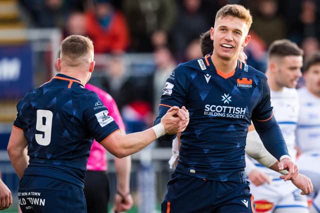 Charlie Savala, right, will partner Ben Vellacott at half-back against Glasgow Warriors. Both men scored tries in the Heineken Champions Cup win over Castres Olympique last week. (Photo by Ross Parker / SNS Group)