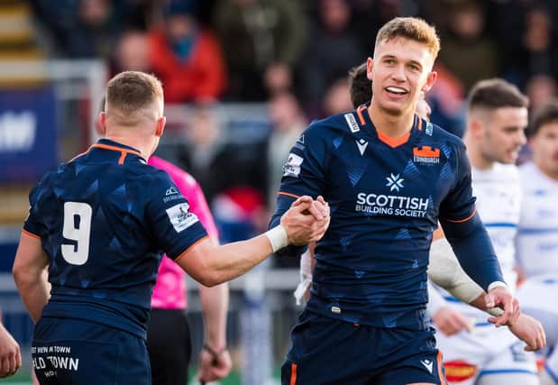 Charlie Savala, right, will partner Ben Vellacott at half-back against Glasgow Warriors. Both men scored tries in the Heineken Champions Cup win over Castres Olympique last week. (Photo by Ross Parker / SNS Group)