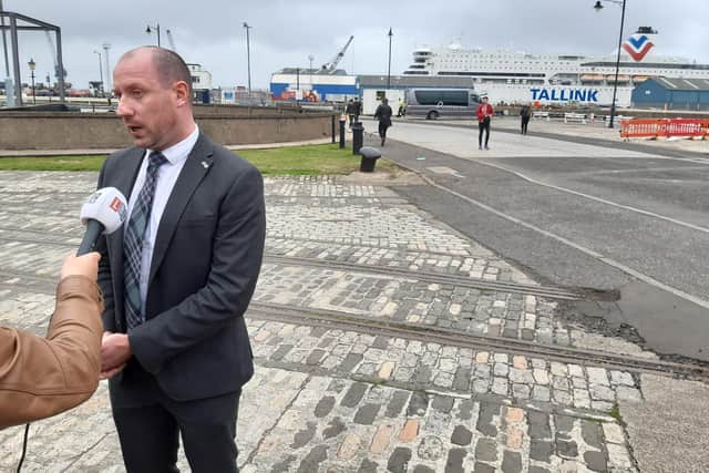 Refugees minister Neil Gray ahead of a visit with MSPs to the cruise ship housing people from Ukraine.