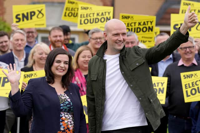 SNP Westminster leader Stephen Flynn with SNP candidate for Rutherglen and Hamilton West by-election, Katy Loudon.