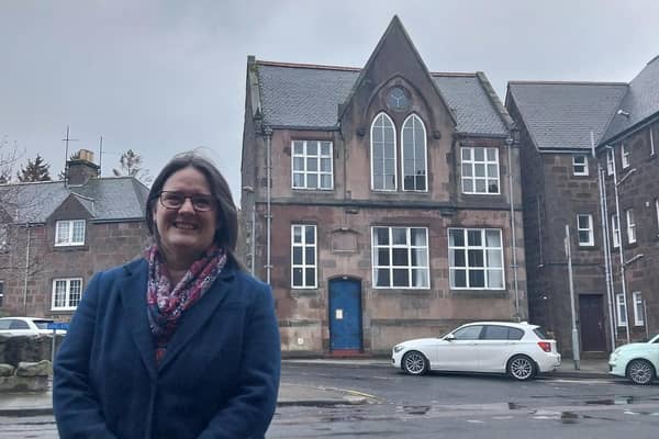 KMYC chair Dawn Black outside the former Sea Cadet hall in Stonehaven
