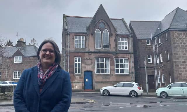 KMYC chair Dawn Black outside the former Sea Cadet hall in Stonehaven