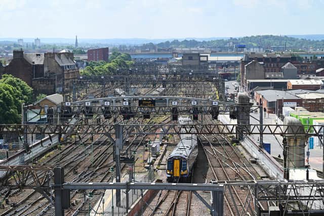 The view from the roof of Glasgow Central Station's "throat" stretching across the Clyde. Picture: John Devlin