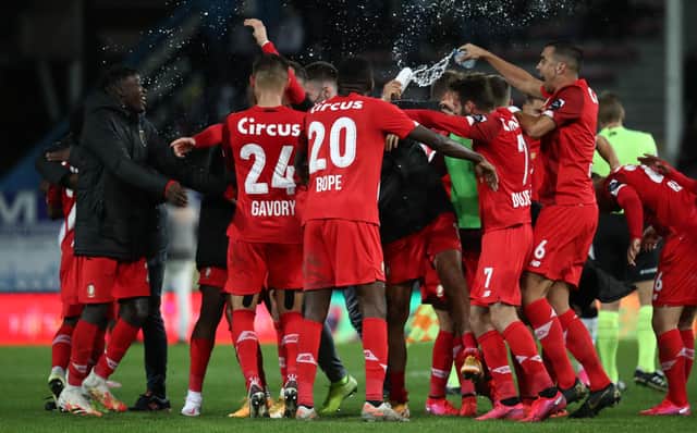 Standard Liege's players have had much to celebrate after a bright start to their Jupiler Pro League season - which came after a courtroom reprieve (Photo by VIRGINIE LEFOUR/BELGA MAG/AFP via Getty Images)