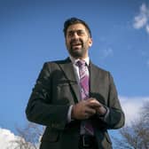 SNP leadership candidate Humza Yousaf on the campaign trail in Lanark. Picture: Jane Barlow/PA Wire